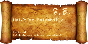 Halász Balambér névjegykártya