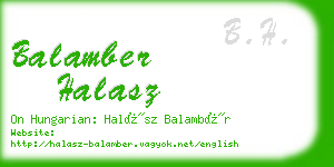 balamber halasz business card
